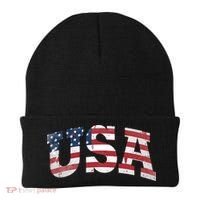 USA  Patriotic American Flag Distressed Beanie thumb 0
