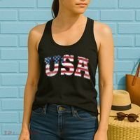 USA  Patriotic American Flag Distressed Women's Tank Top thumb 2