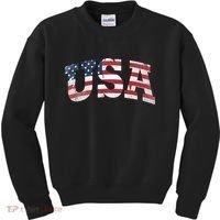 USA  Patriotic American Flag Distressed Kids Sweatshirt thumb 0