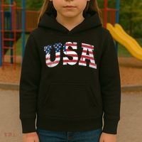 USA  Patriotic American Flag Distressed Kids Hoodie thumb 3