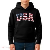 USA  Patriotic American Flag Distressed Kids Hoodie thumb 4