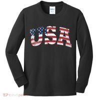 USA  Patriotic American Flag Distressed Kids Long Sleeve Shirt thumb 0