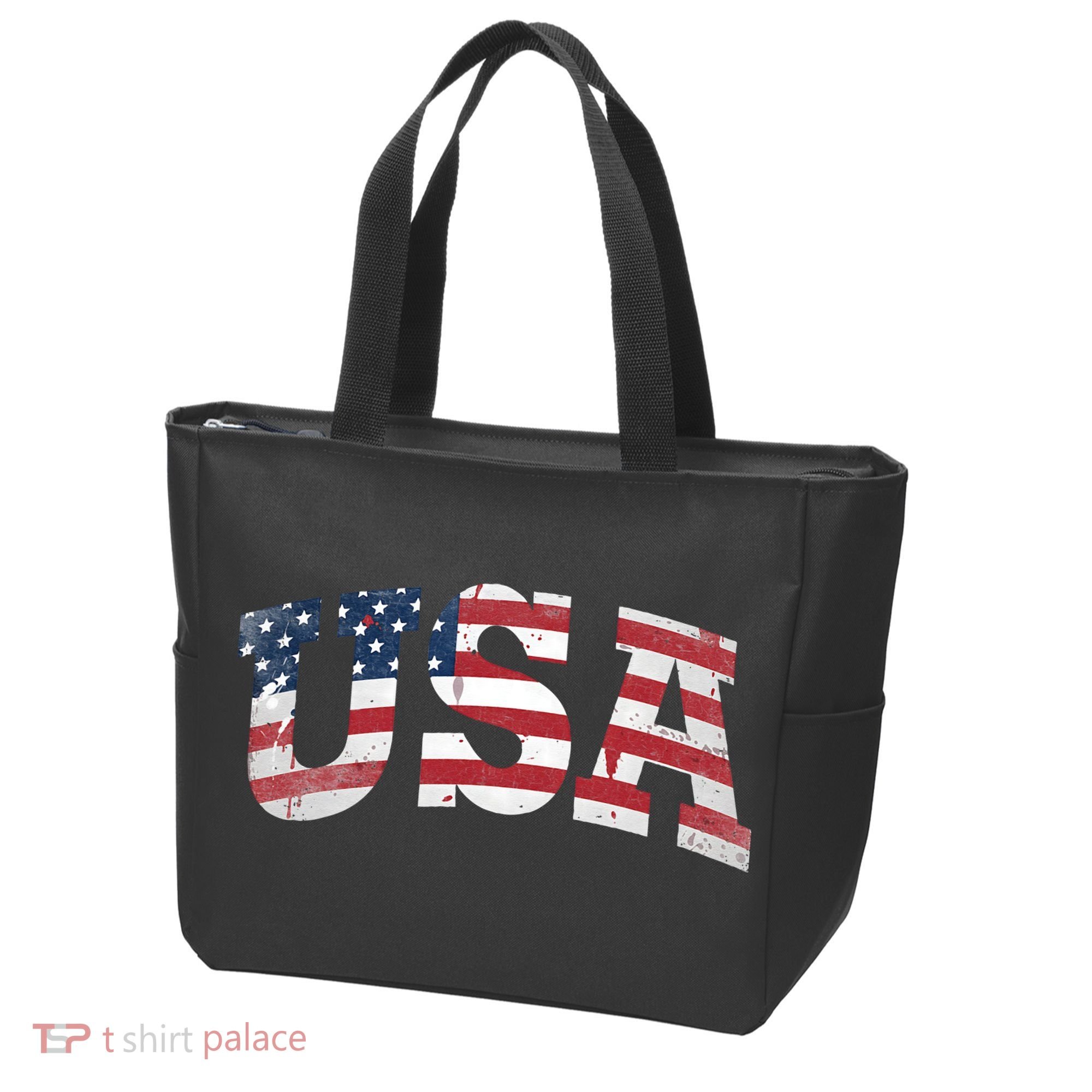 USA  Patriotic American Flag Distressed Tote Bag