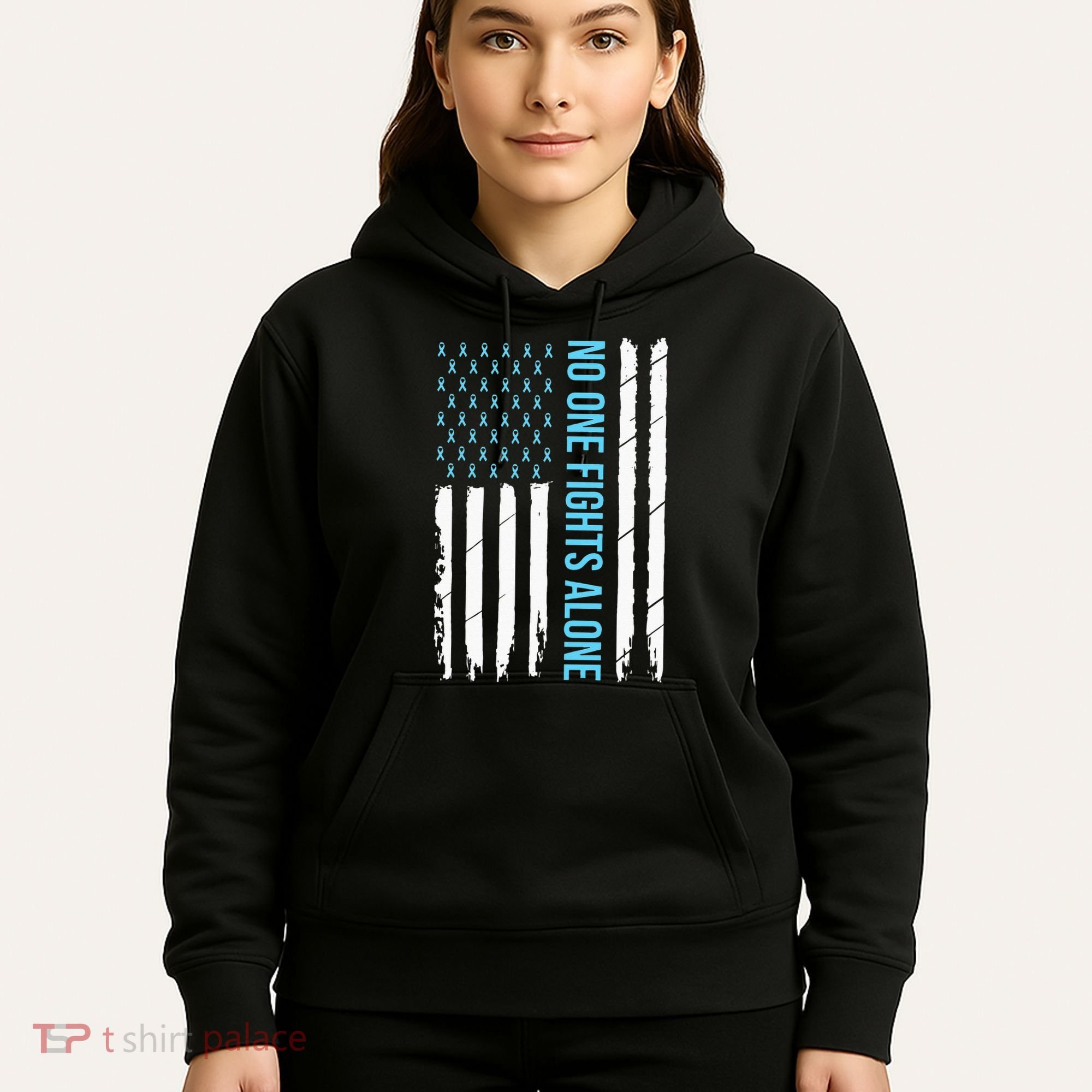 USA Prostate Cancer Awareness Light Blue Ribbon Survivor Hoodie