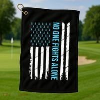 USA Prostate Cancer Awareness Light Blue Ribbon Survivor Golf Towel thumb 1