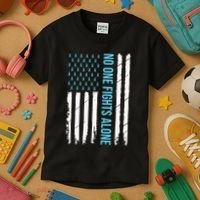 USA Prostate Cancer Awareness Light Blue Ribbon Survivor Kids T-Shirt thumb 3