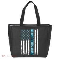 USA Prostate Cancer Awareness Light Blue Ribbon Survivor Tote Bag thumb 0