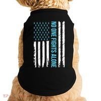 USA Prostate Cancer Awareness Light Blue Ribbon Survivor Doggie Tank thumb 0
