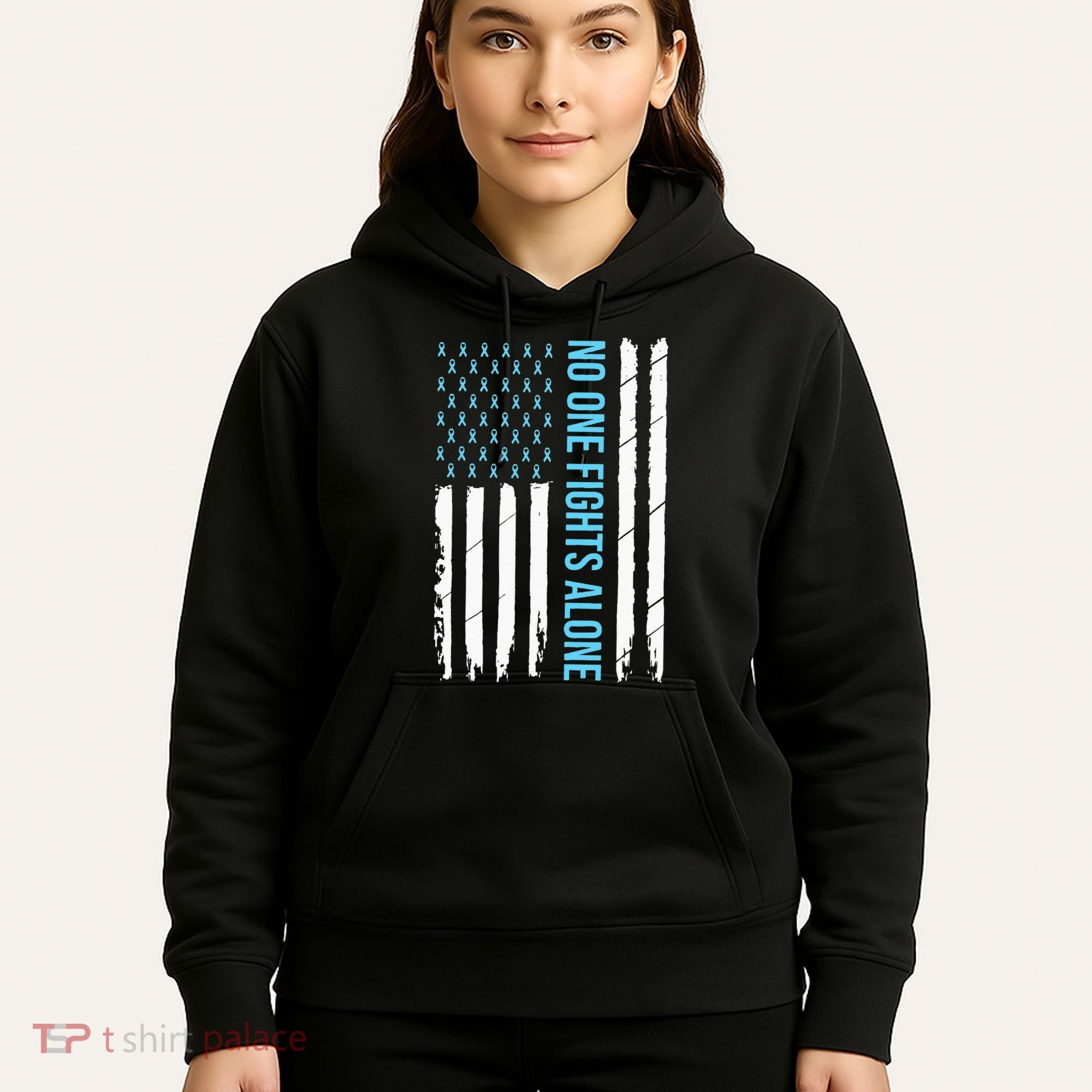 USA Prostate Cancer Awareness Light Blue Ribbon Survivor Hoodie