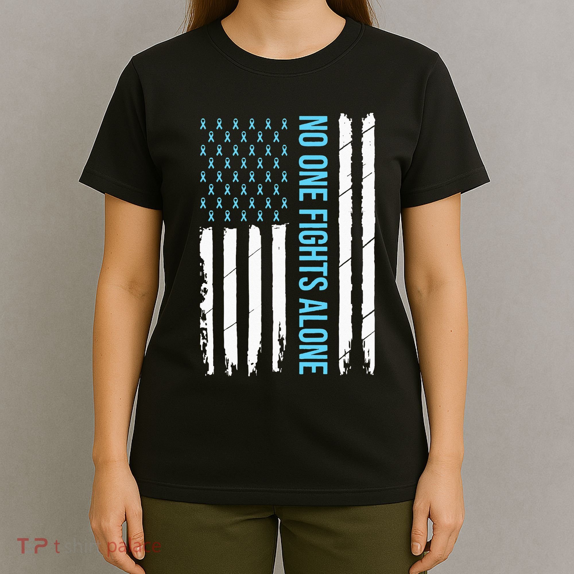 USA Prostate Cancer Awareness Light Blue Ribbon Survivor T-Shirt