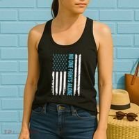 USA Prostate Cancer Awareness Light Blue Ribbon Survivor Women's Tank Top thumb 2