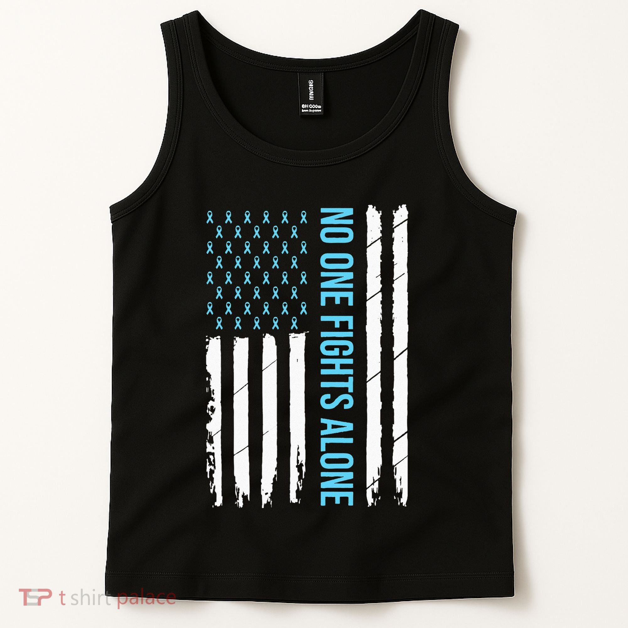 USA Prostate Cancer Awareness Light Blue Ribbon Survivor Tank Top