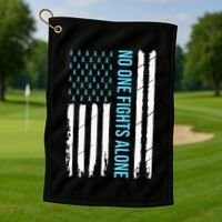 USA Prostate Cancer Awareness Light Blue Ribbon Survivor Golf Towel thumb 1