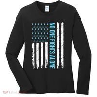 USA Prostate Cancer Awareness Light Blue Ribbon Survivor Women's Long Sleeve Shirt thumb 0