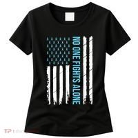 USA Prostate Cancer Awareness Light Blue Ribbon Survivor Women's T-Shirt thumb 0