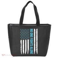 USA Prostate Cancer Awareness Light Blue Ribbon Survivor Tote Bag thumb 0