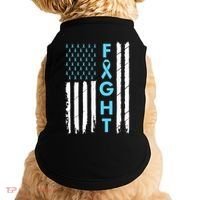 USA Prostate Cancer Awareness Light Blue Ribbon Survivor Doggie Tank thumb 0