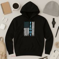 USA Prostate Cancer Awareness Light Blue Ribbon Survivor Hoodie thumb 3