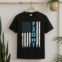 USA Prostate Cancer Awareness Light Blue Ribbon Survivor T-Shirt thumb 2