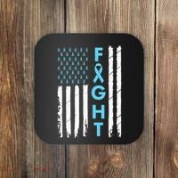 USA Prostate Cancer Awareness Light Blue Ribbon Survivor Coaster thumb 0