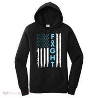 USA Prostate Cancer Awareness Light Blue Ribbon Survivor Women's Hoodie thumb 0