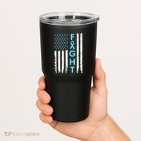 USA Prostate Cancer Awareness Light Blue Ribbon Survivor Tumbler thumb 2