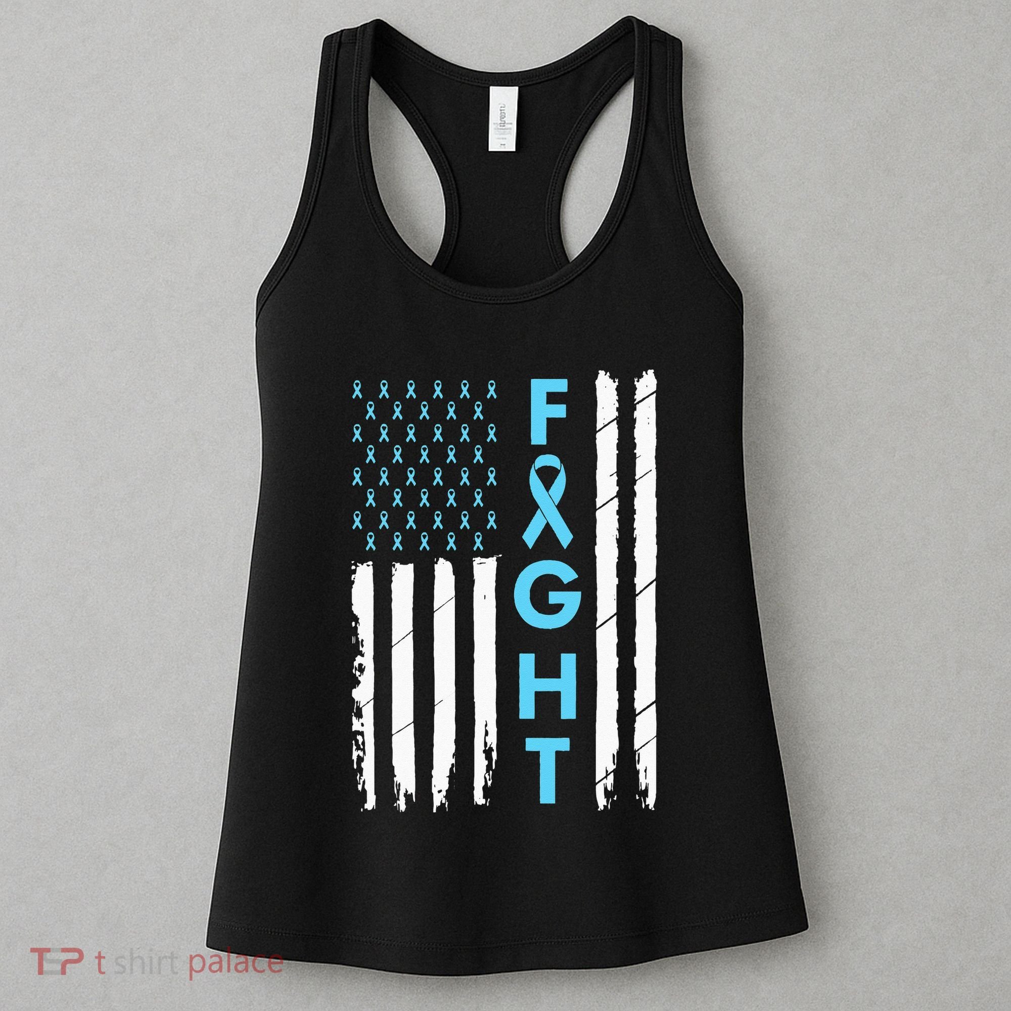 USA Prostate Cancer Awareness Light Blue Ribbon Survivor Women's Tank Top