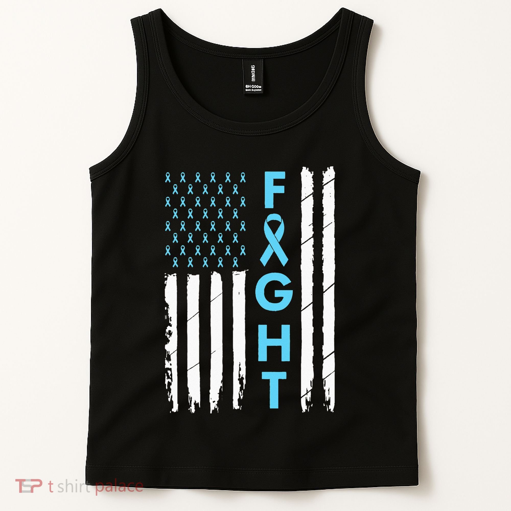 USA Prostate Cancer Awareness Light Blue Ribbon Survivor Tank Top