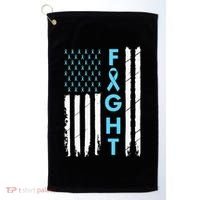 USA Prostate Cancer Awareness Light Blue Ribbon Survivor Golf Towel thumb 0