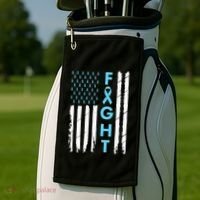 USA Prostate Cancer Awareness Light Blue Ribbon Survivor Golf Towel thumb 2
