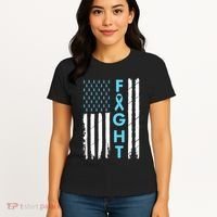 USA Prostate Cancer Awareness Light Blue Ribbon Survivor Women's T-Shirt thumb 4