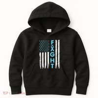 USA Prostate Cancer Awareness Light Blue Ribbon Survivor Kids Hoodie thumb 0