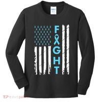 USA Prostate Cancer Awareness Light Blue Ribbon Survivor Kids Long Sleeve Shirt thumb 0