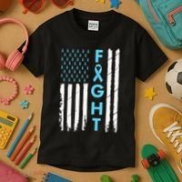 USA Prostate Cancer Awareness Light Blue Ribbon Survivor Kids T-Shirt thumb 3
