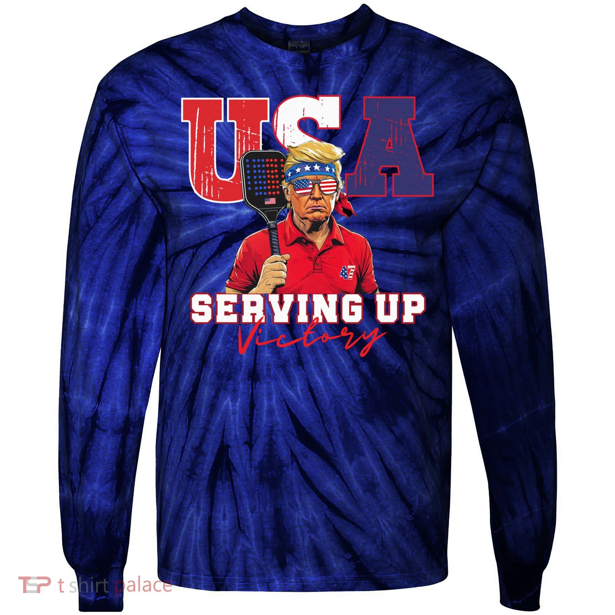 Usa Pickleball Champ Patriotic Trump & Pickleball Tie-Dye Long Sleeve Shirt