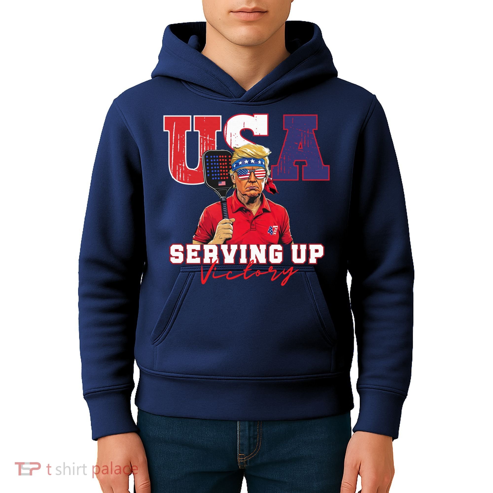 Usa Pickleball Champ Patriotic Trump & Pickleball Kids Hoodie