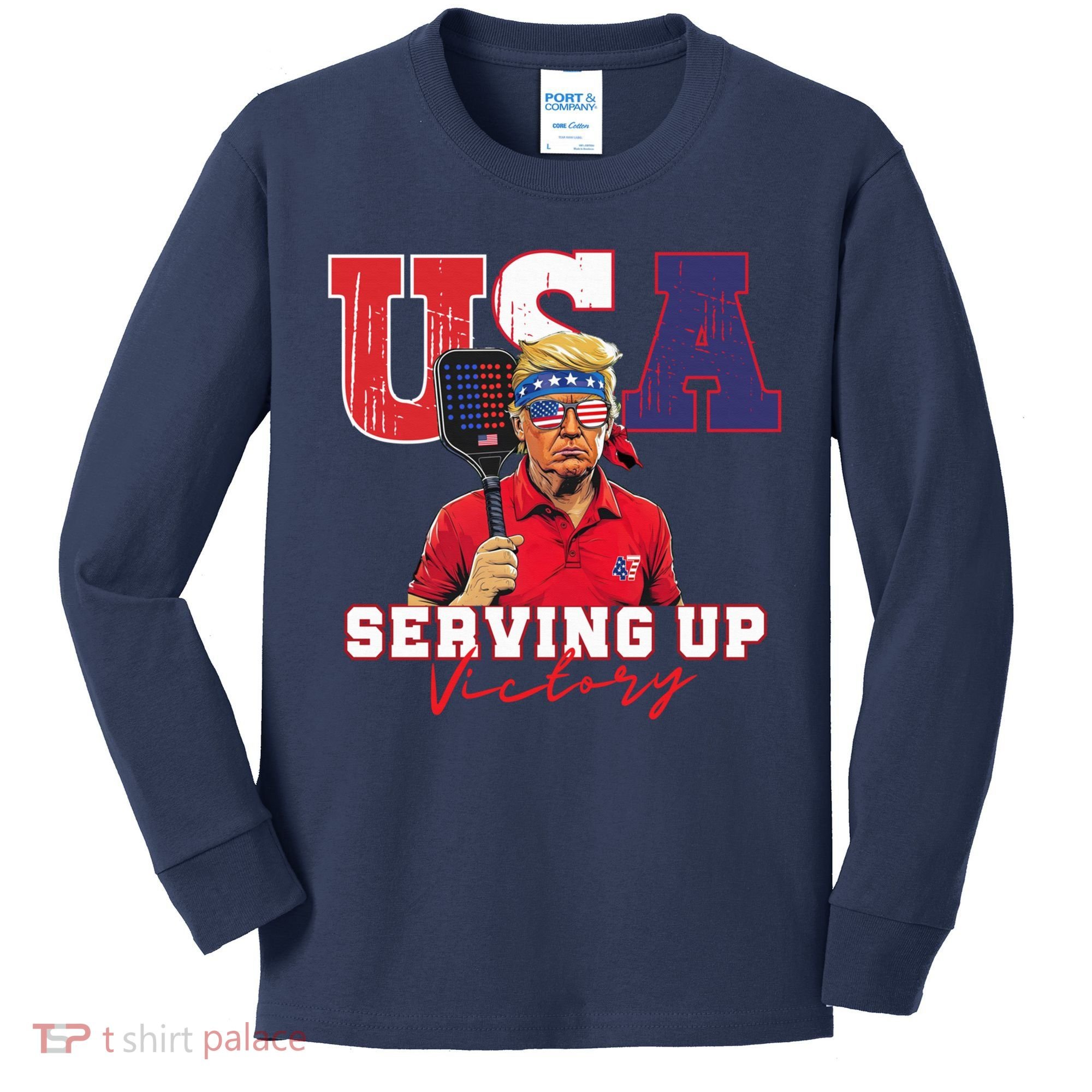 Usa Pickleball Champ Patriotic Trump & Pickleball Kids Long Sleeve Shirt