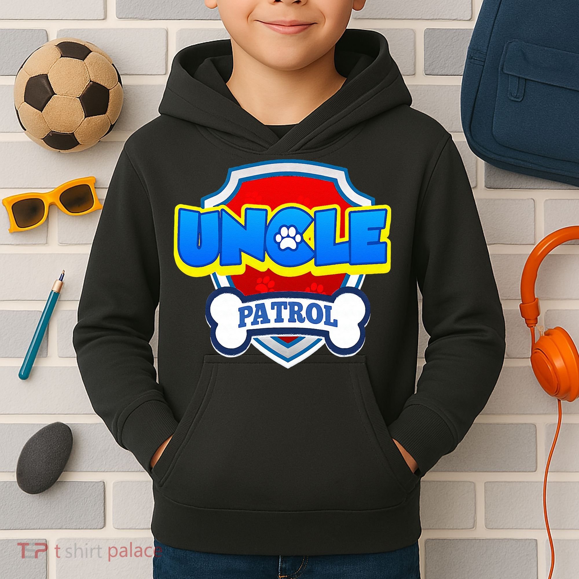 Uncle Patrol Dog Funny Gift Birthday Party Kids Hoodie