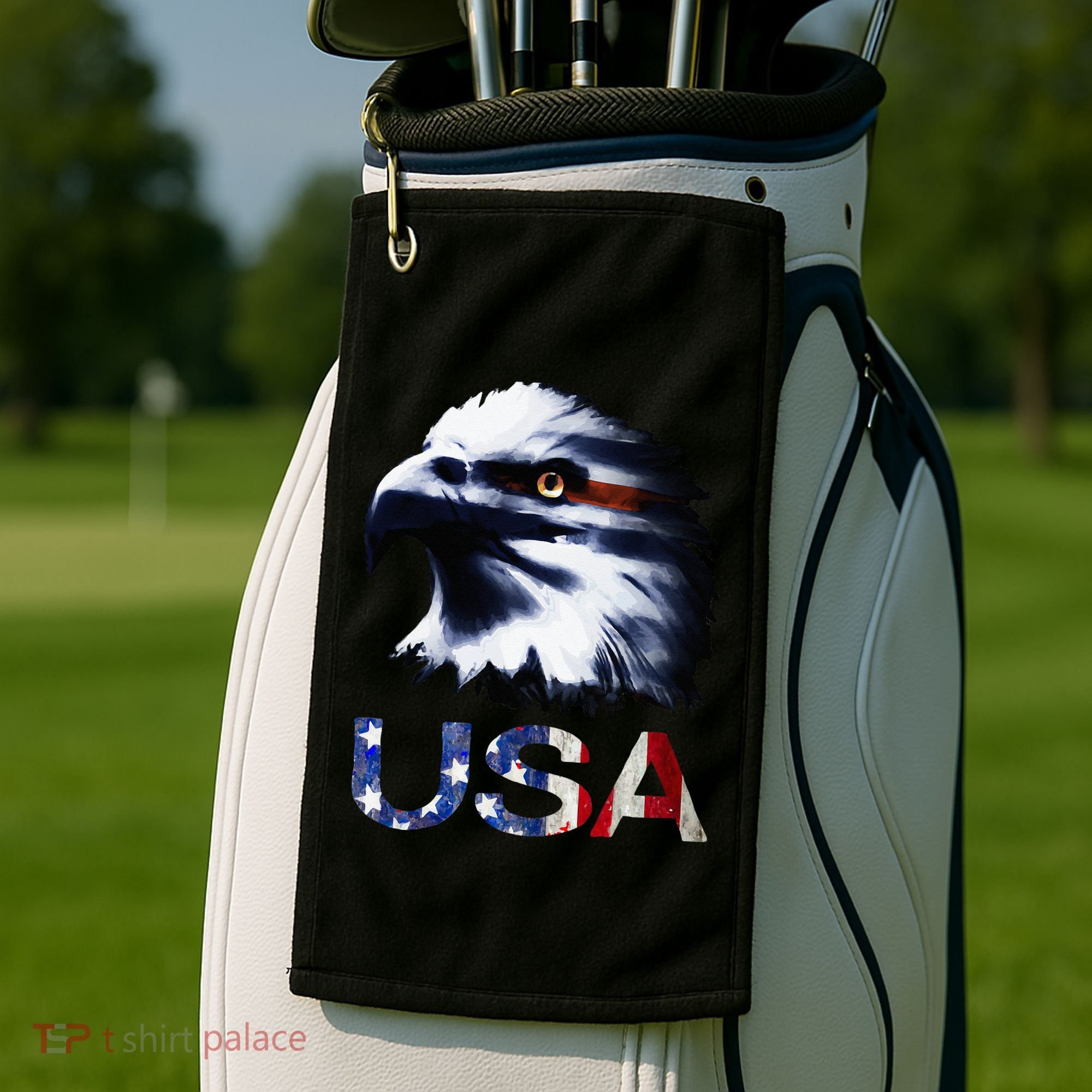 USA Patriotic Eagle Head 4th Of July Independence Day Golf Towel