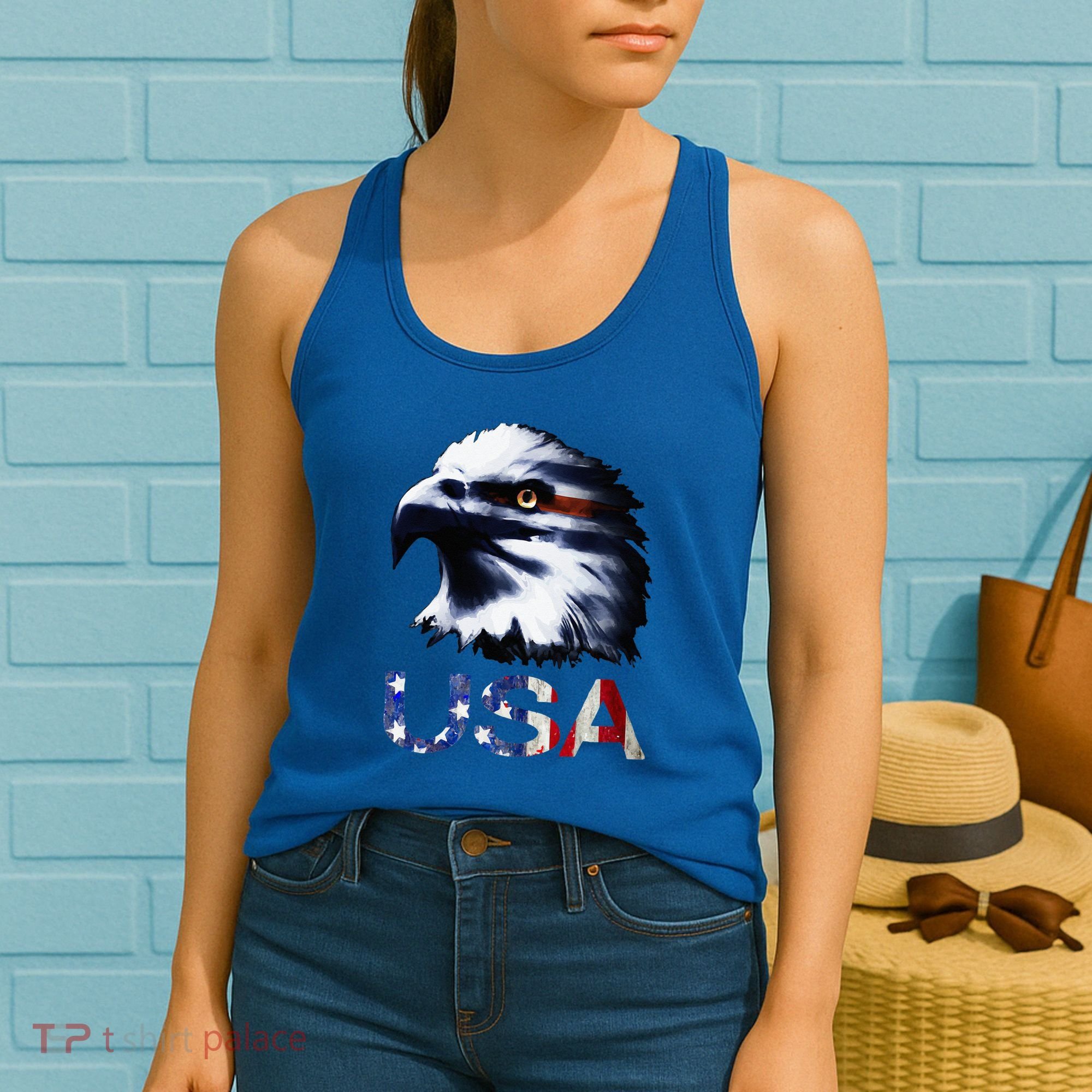 USA Patriotic Eagle Head 4th Of July Independence Day Women's Tank Top