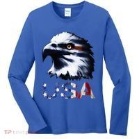 USA Patriotic Eagle Head 4th Of July Independence Day Women's Long Sleeve Shirt thumb 0