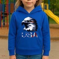 USA Patriotic Eagle Head 4th Of July Independence Day Kids Hoodie thumb 3