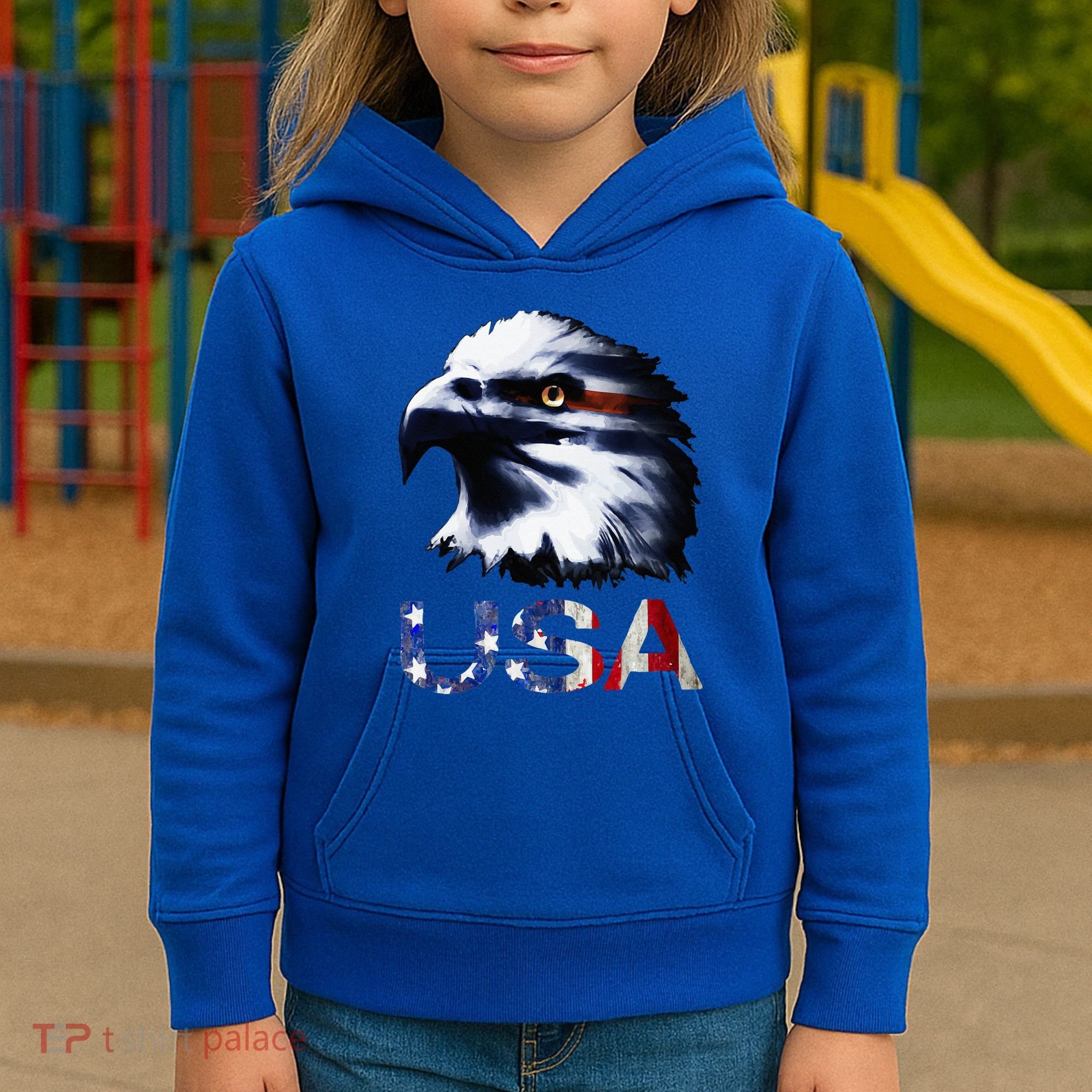 USA Patriotic Eagle Head 4th Of July Independence Day Kids Hoodie