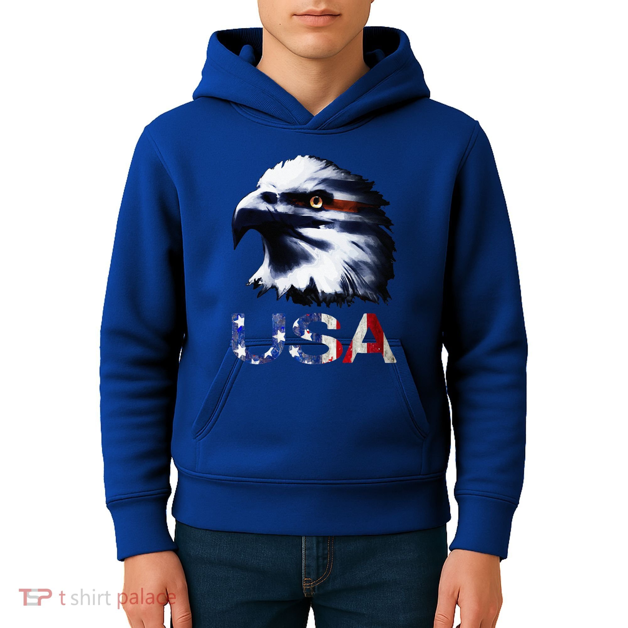 USA Patriotic Eagle Head 4th Of July Independence Day Kids Hoodie