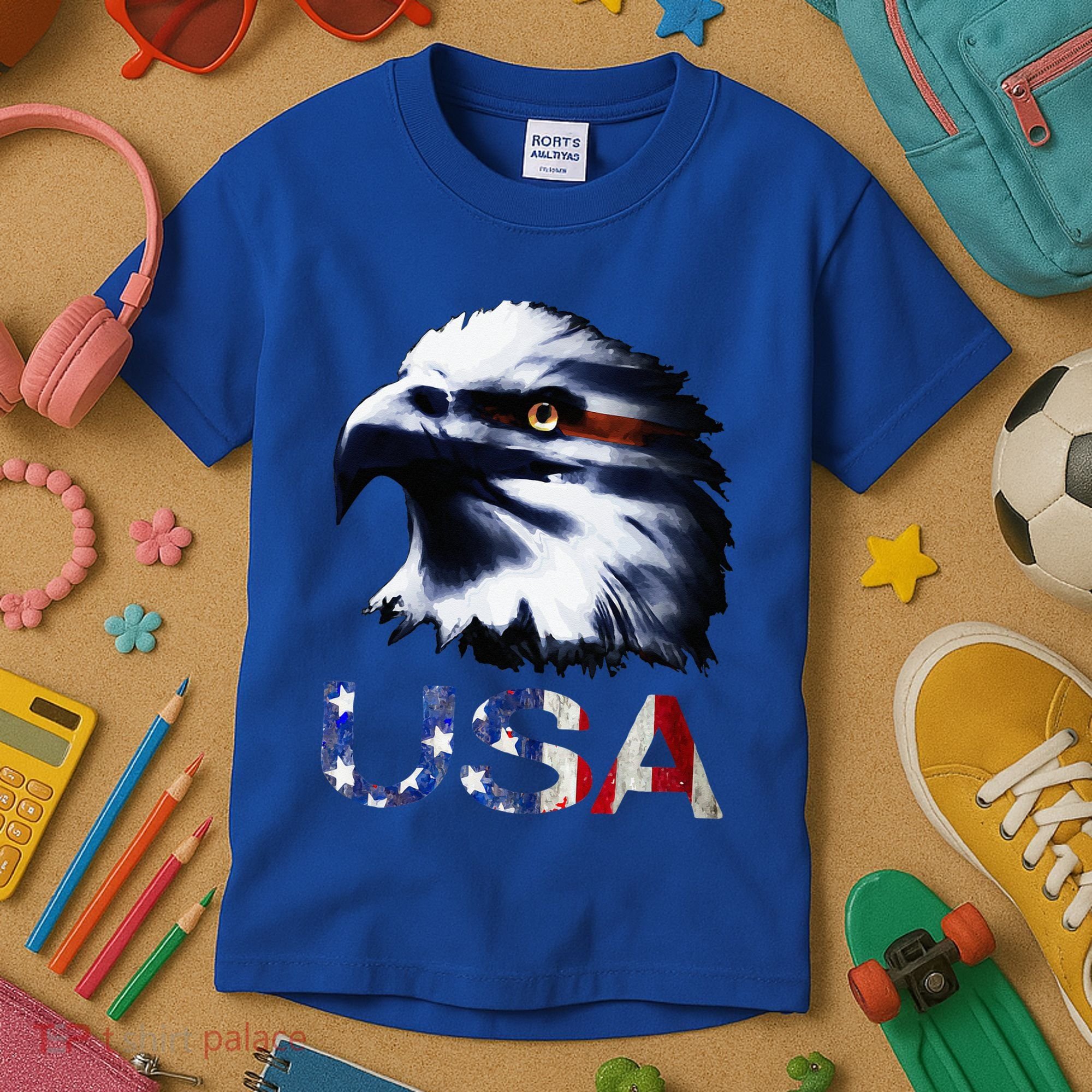 USA Patriotic Eagle Head 4th Of July Independence Day Kids T-Shirt