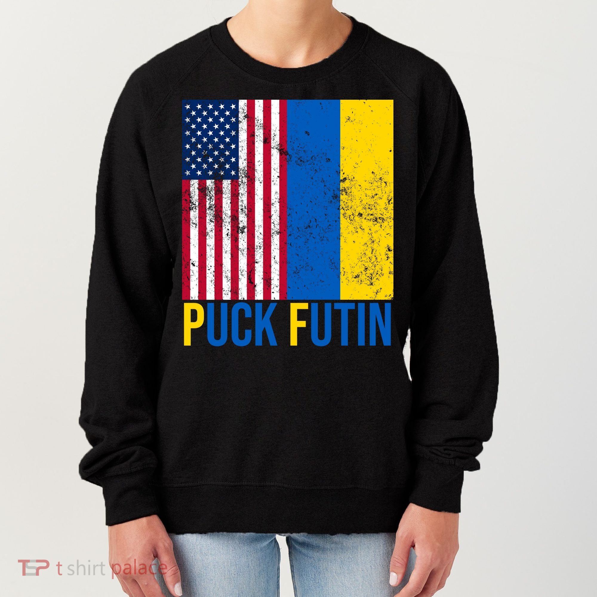 Ukraine Puck Futin USA Flag Women's Sweatshirt