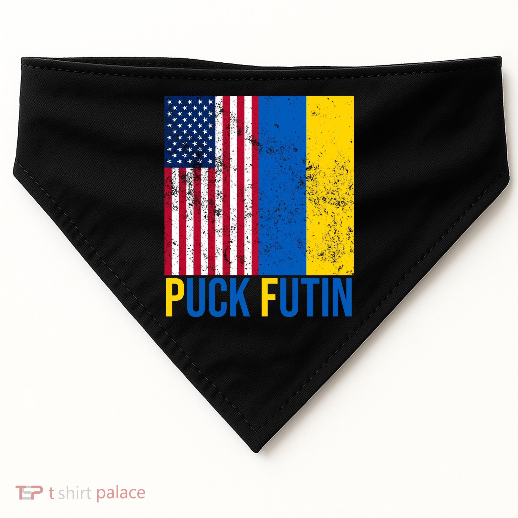 Ukraine Puck Futin USA Flag USA-Made Doggie Bandana