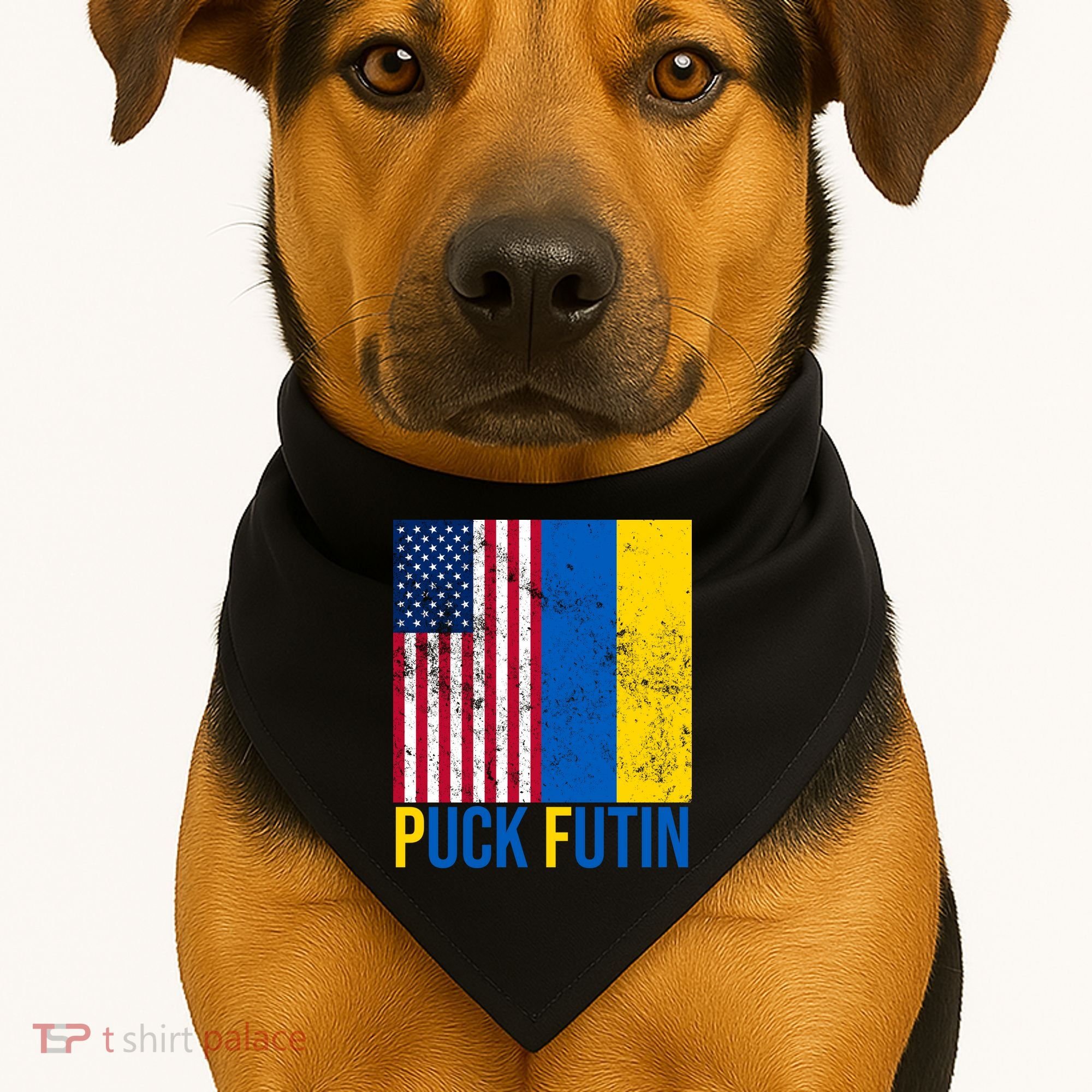 Ukraine Puck Futin USA Flag USA-Made Doggie Bandana