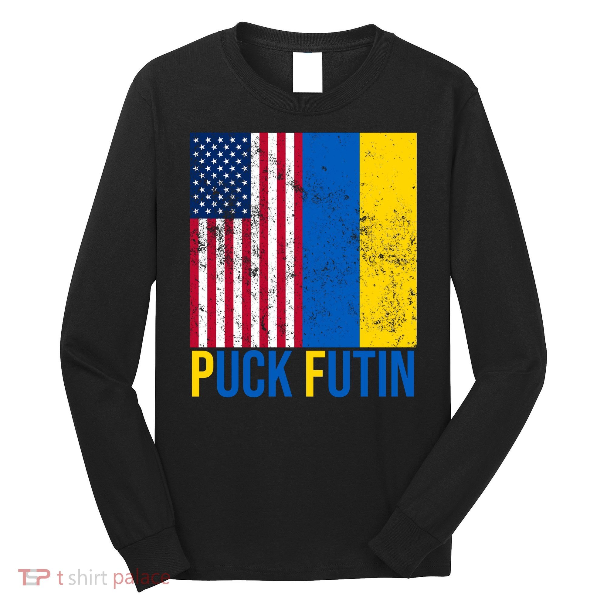 Ukraine Puck Futin USA Flag Long Sleeve Shirt