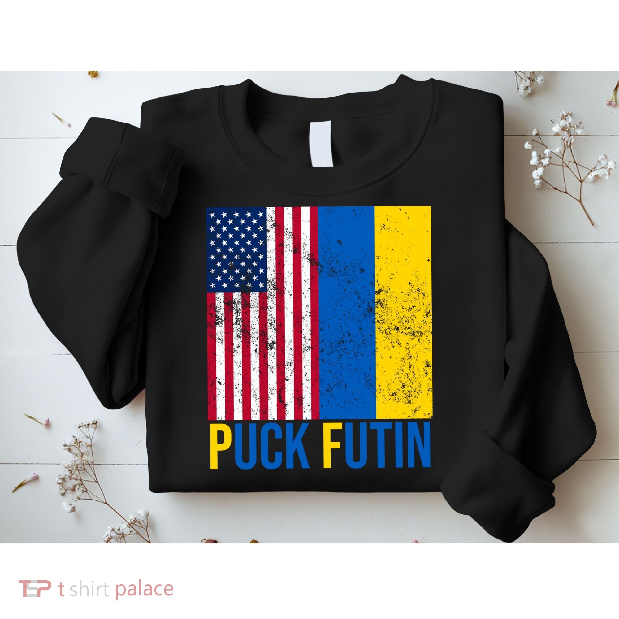 Ukraine Puck Futin USA Flag Sweatshirt